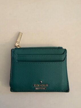 kate spade Teal Compact Card Holder Wallet with Zip